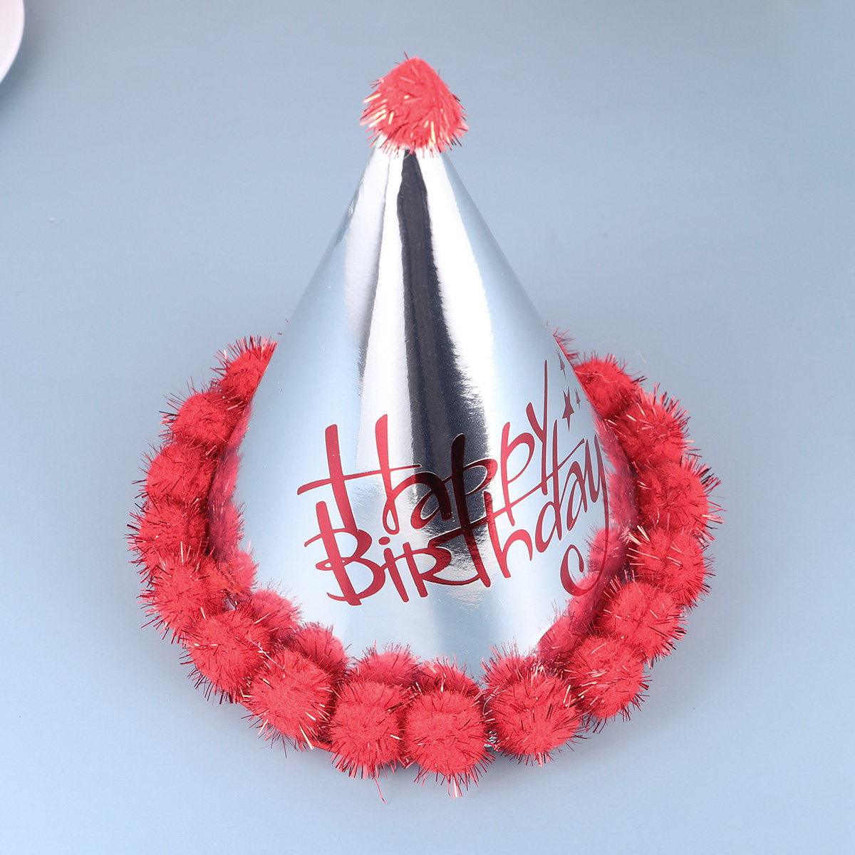Party Hat Cone - 5Pcs Laser Paper Birthday Hats Pompon