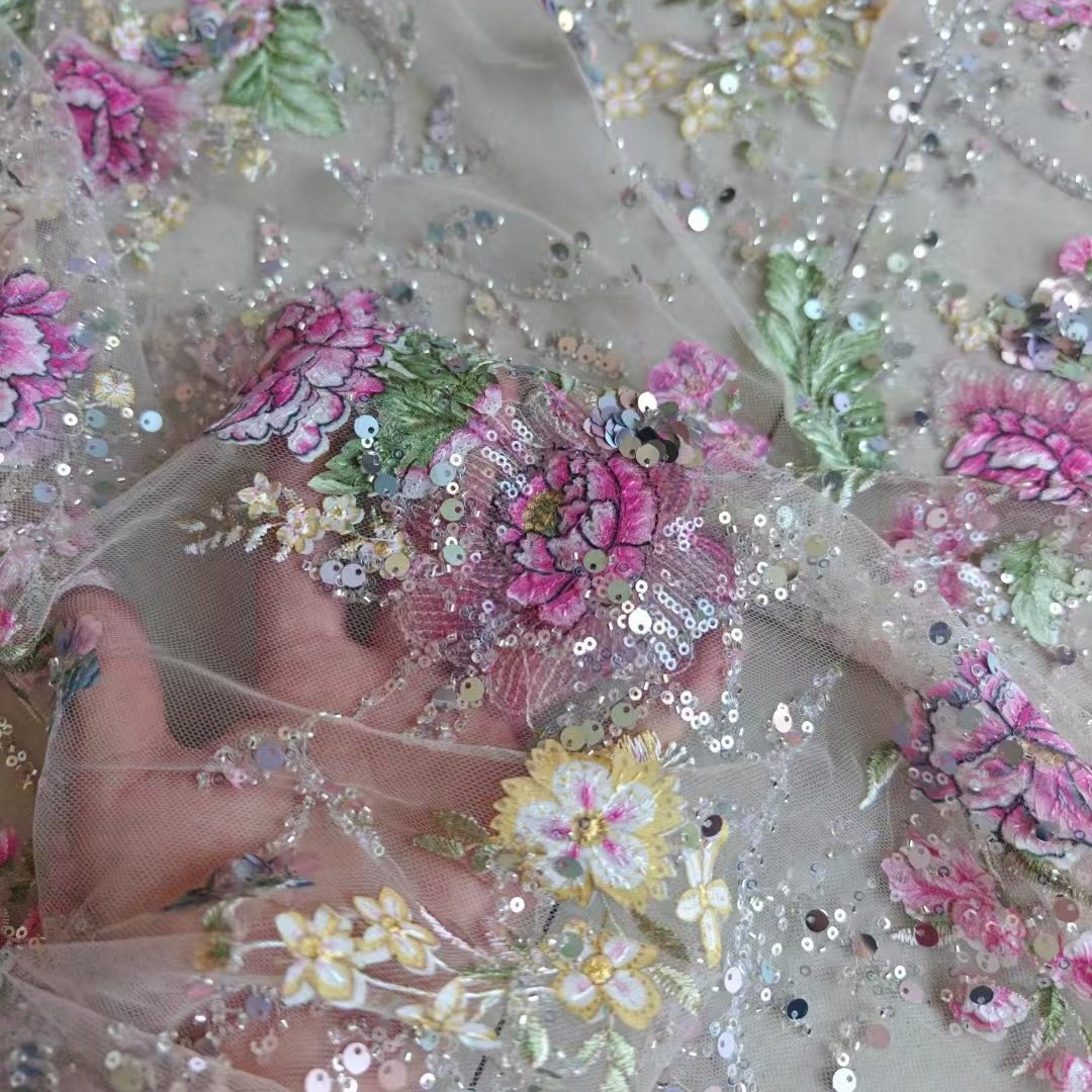 Glitter Tablecloth - 1M 120Cm Wide Luxury Beaded Lace