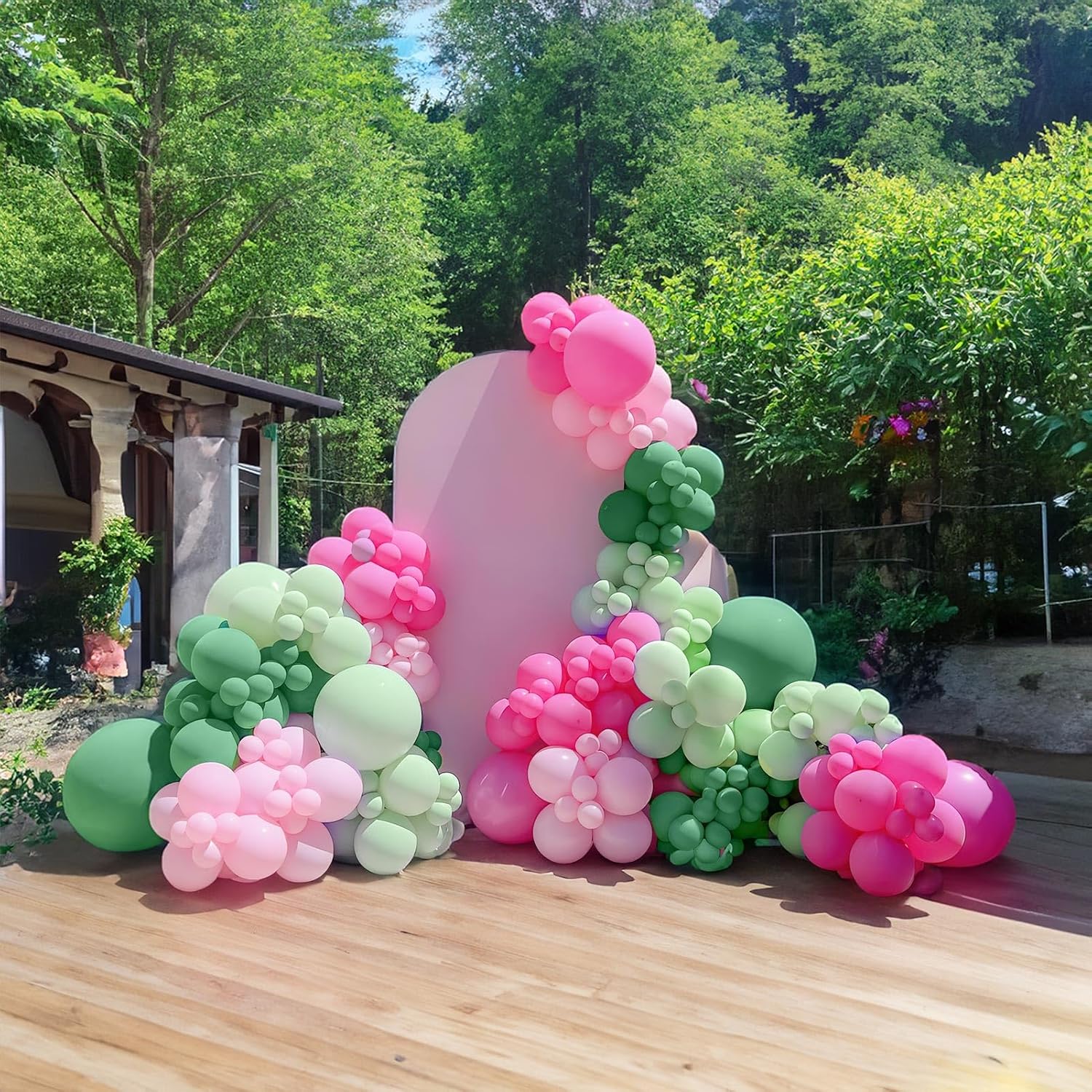Balloon Arch Kit - 107Pcs Hot Pink Green Balloons Garland