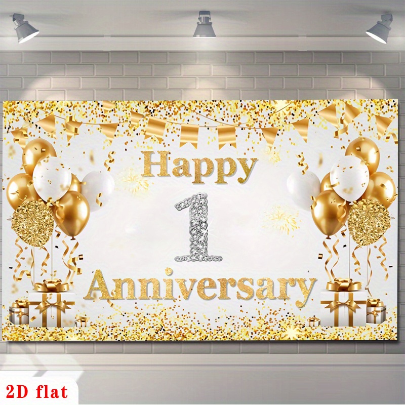 2D Flat Gold White Happy 1st A - огляд і ціна Party Banner Gold