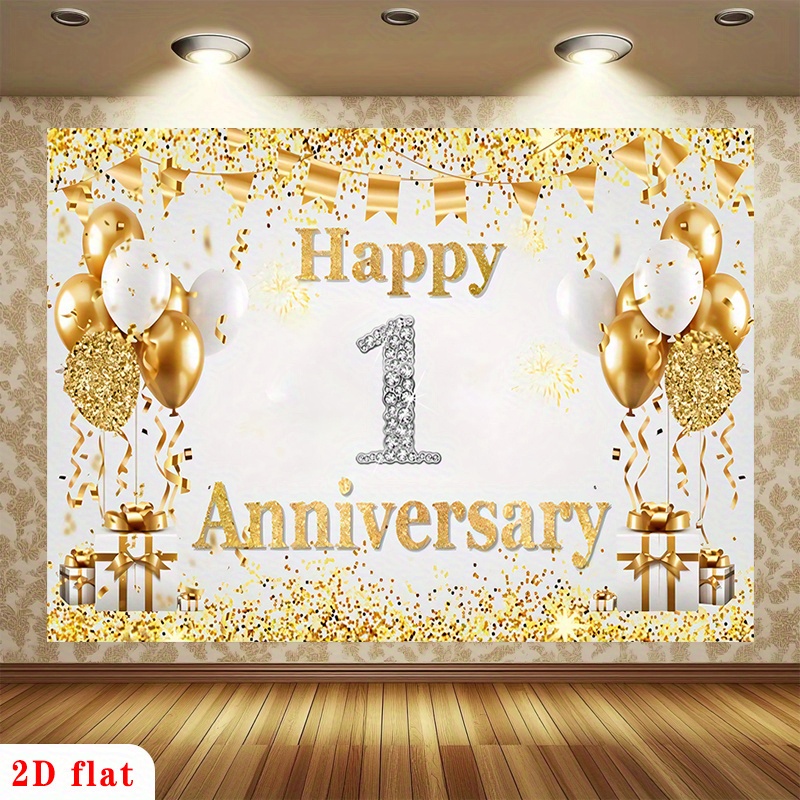2D Flat Gold White Happy 1st A - огляд і ціна Party Banner Gold