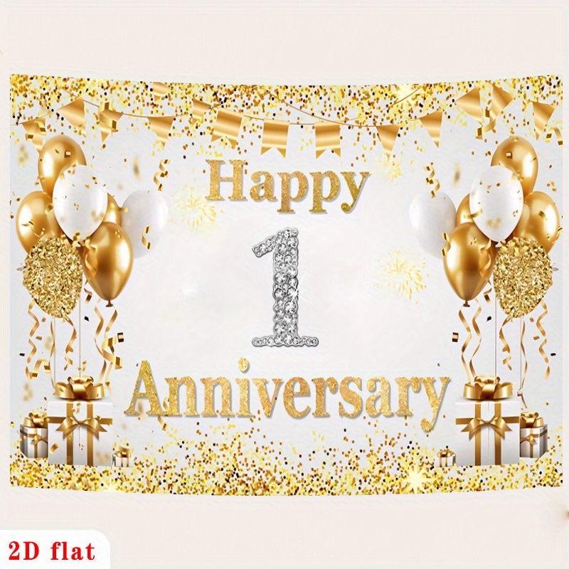 2D Flat Gold White Happy 1st A - огляд і ціна Party Banner Gold
