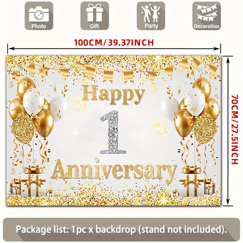 2D Flat Gold White Happy 1st A - огляд і ціна Party Banner Gold