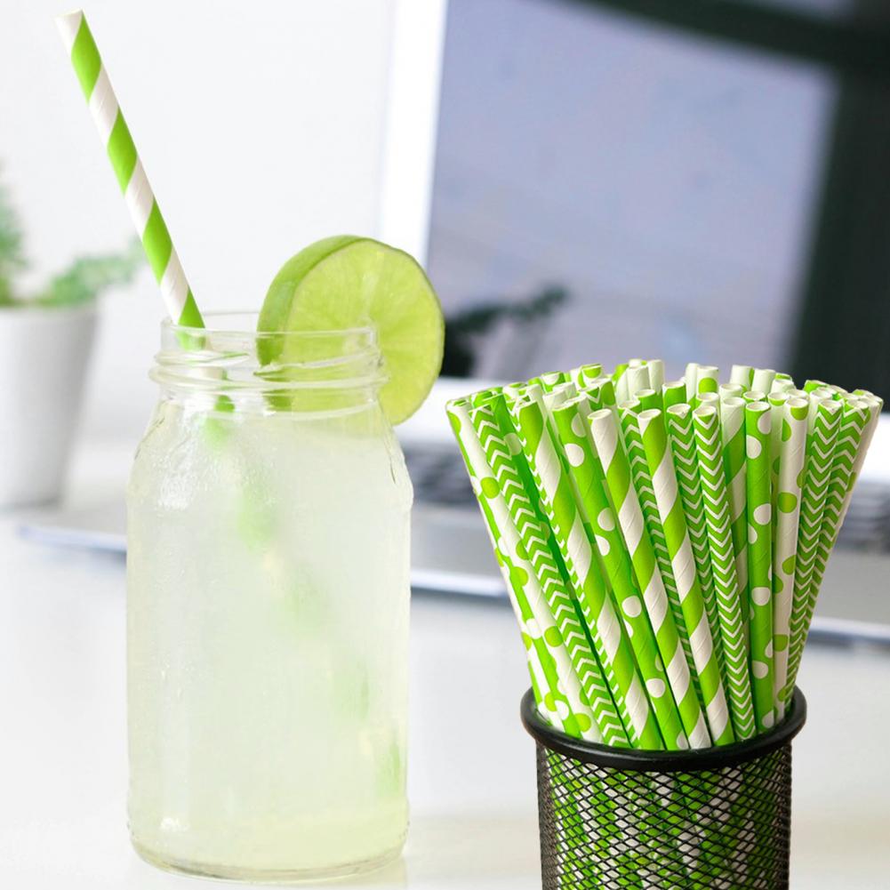 100Pcs Colorful Striped Print  - огляд і ціна Paper Straw Color
