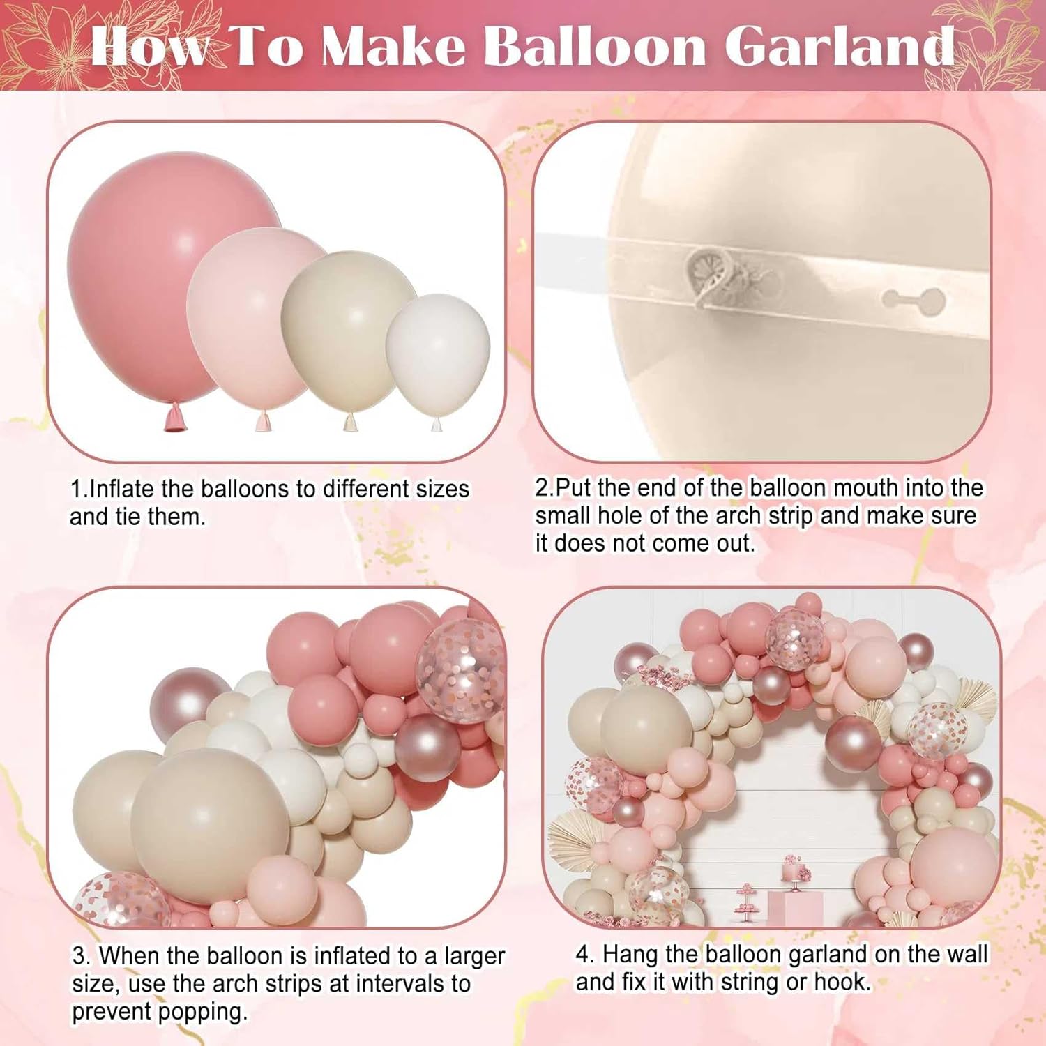 Boho Pink Balloon Arch Garland - огляд і ціна Balloon Arch Kit