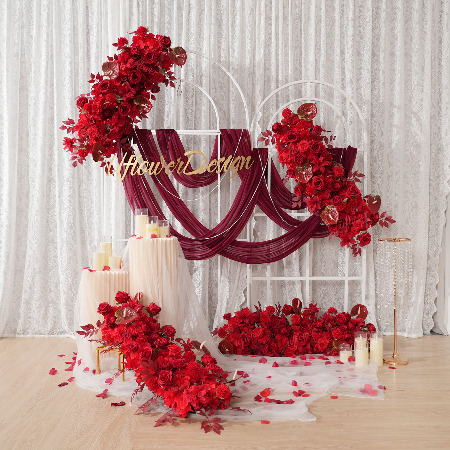 Uflower Red Flower Row Wedding - огляд і ціна Flower Wall Panel