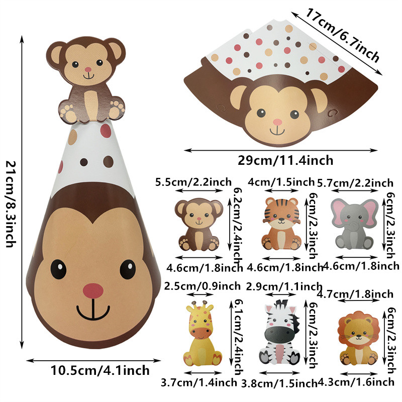 6Pcs Jungle Animal Paper Hats  - огляд і ціна Party Hat Cone