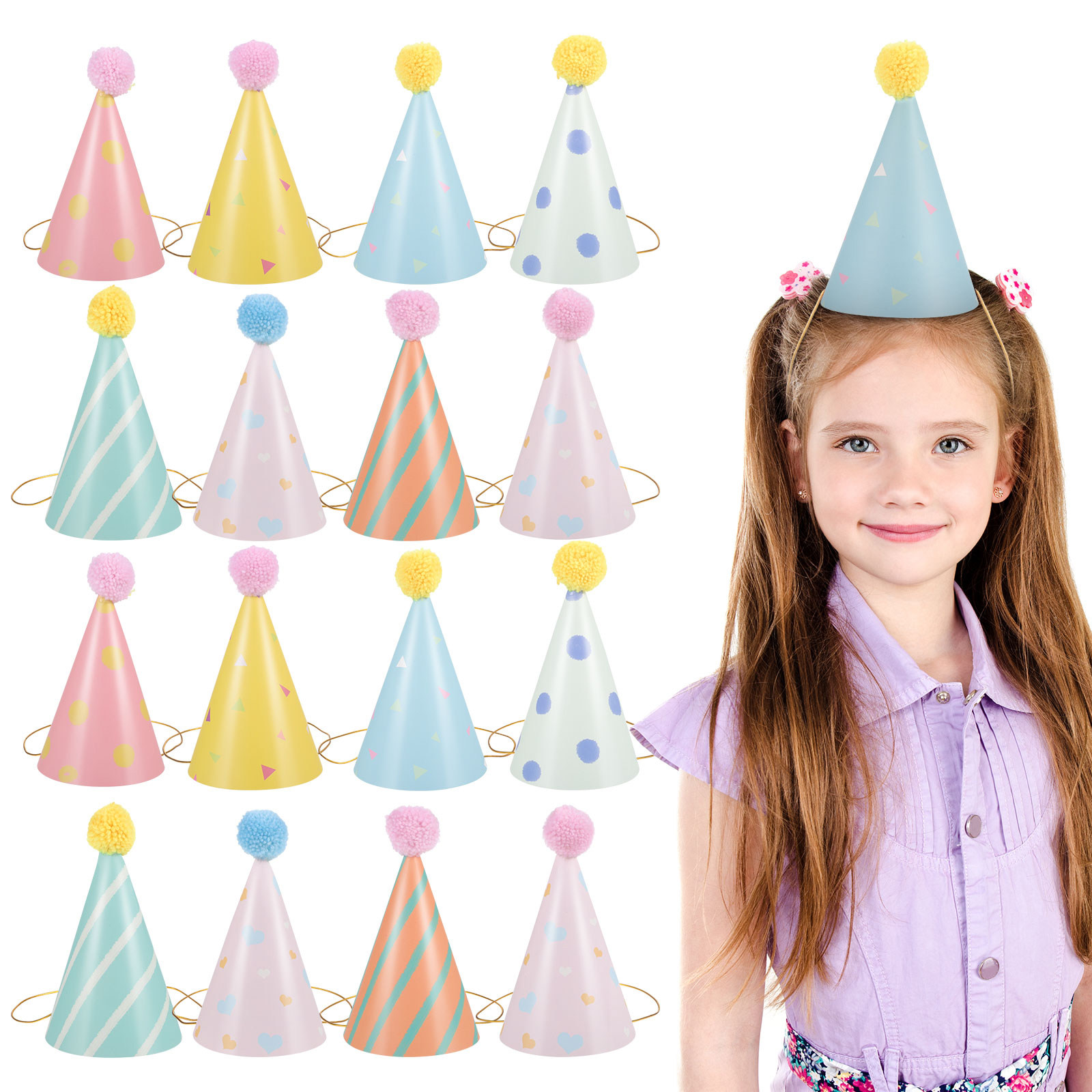 14Pcs Paper Birthday Hats for  - огляд і ціна Party Hat Cone