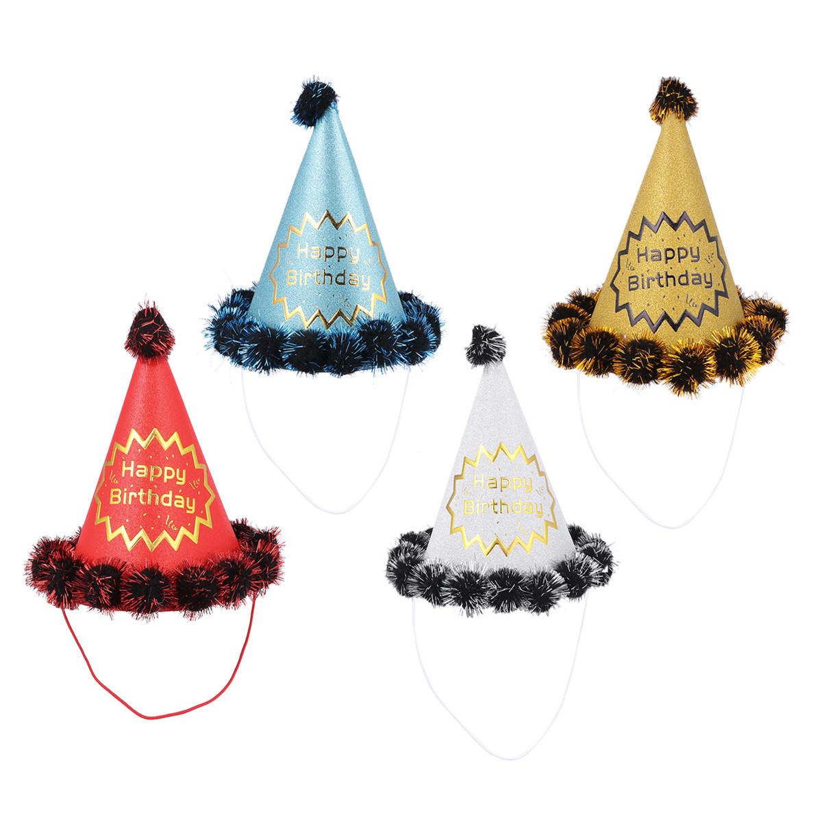 4pcs Glitter Birthday Hats Shi - огляд і ціна Party Hat Cone