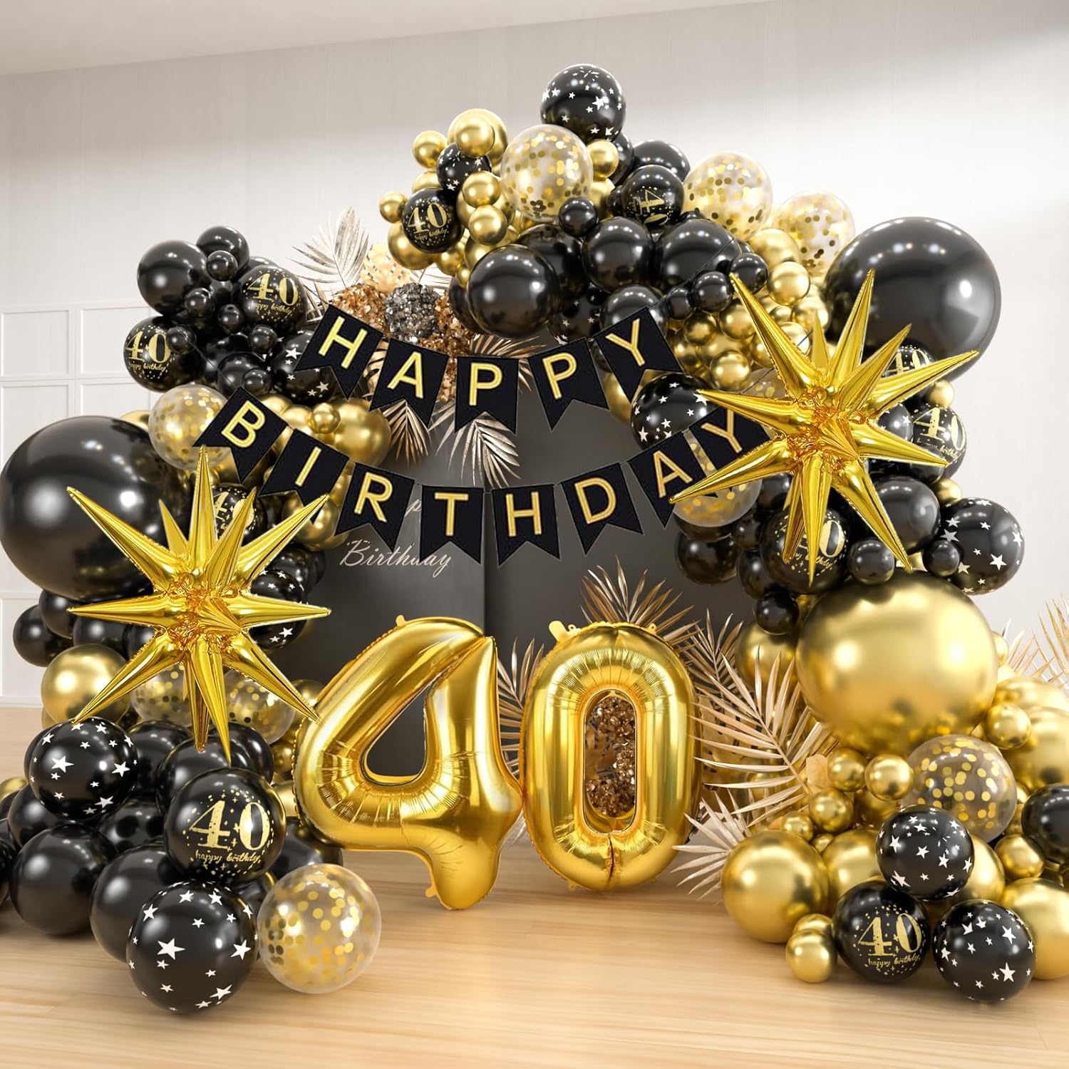 40th Black Gold Balloon Garlan - огляд і ціна Balloon Arch Kit