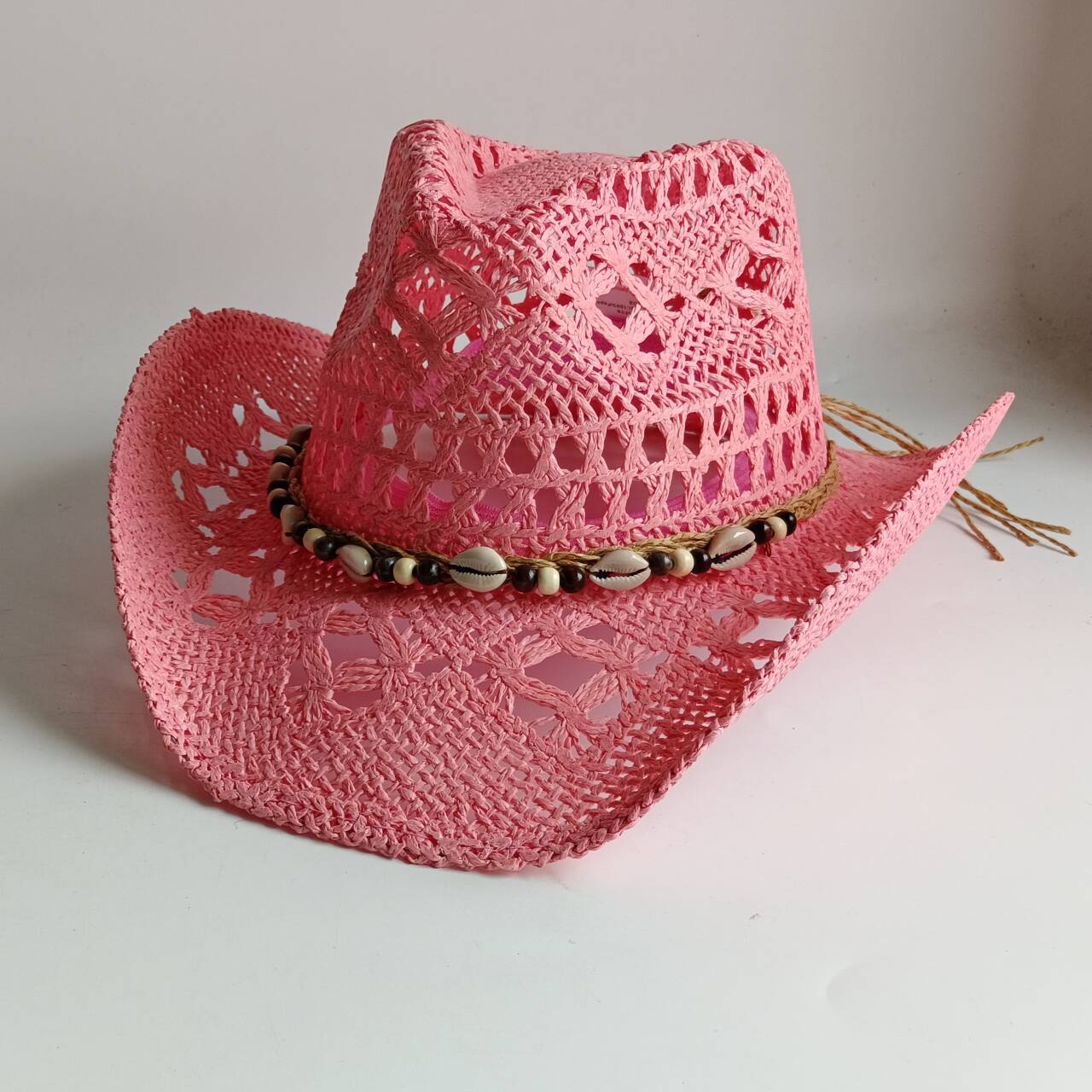 Pink Cowboy straw hat  hollow  - огляд і ціна Paper Straw Color